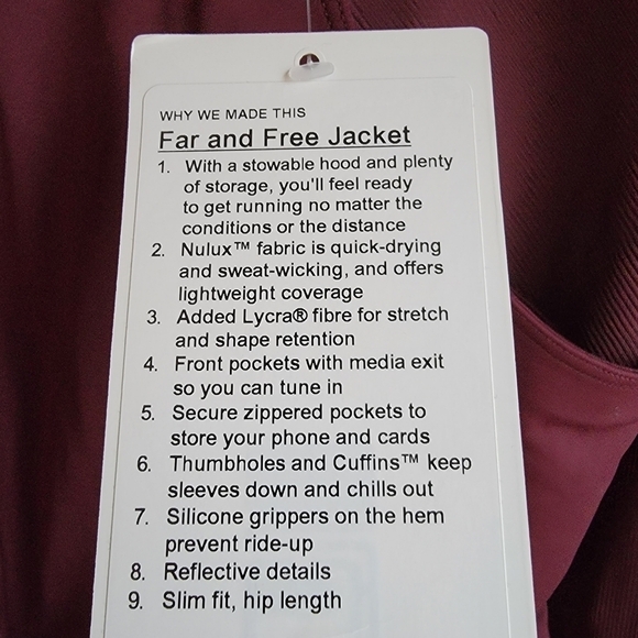 Lululemon Far and Free Jacket in Cassis size 14 NWT - Picture 10 of 12